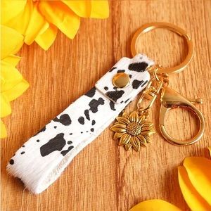 Cow print key chain